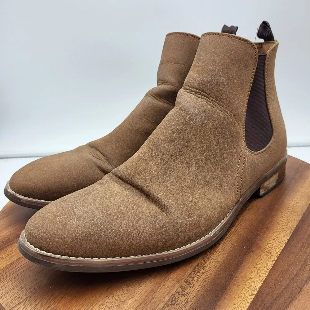 Steve Madden Chelsea Boots Mens Size 12 M Beige Vegan Leather Vince Casual Shoes